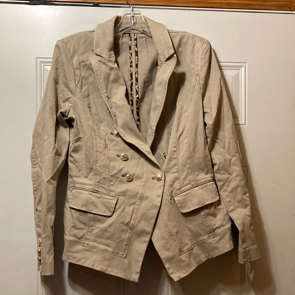 WHBM Women's‎ Tan Double-Breasted Blazer 8